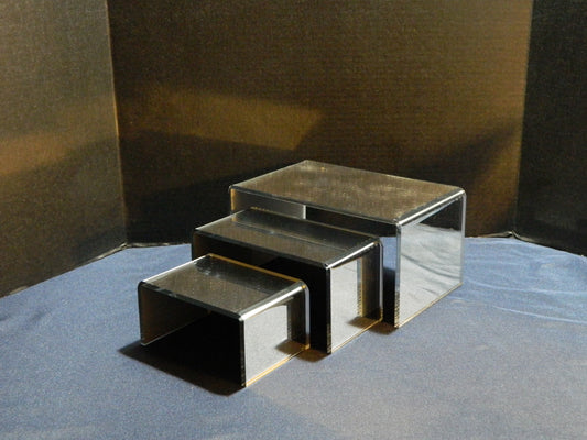 Mirrored Acrylic Rectangular Riser Set of 3 - 4", 5", 6" in 1/4" Thickness
