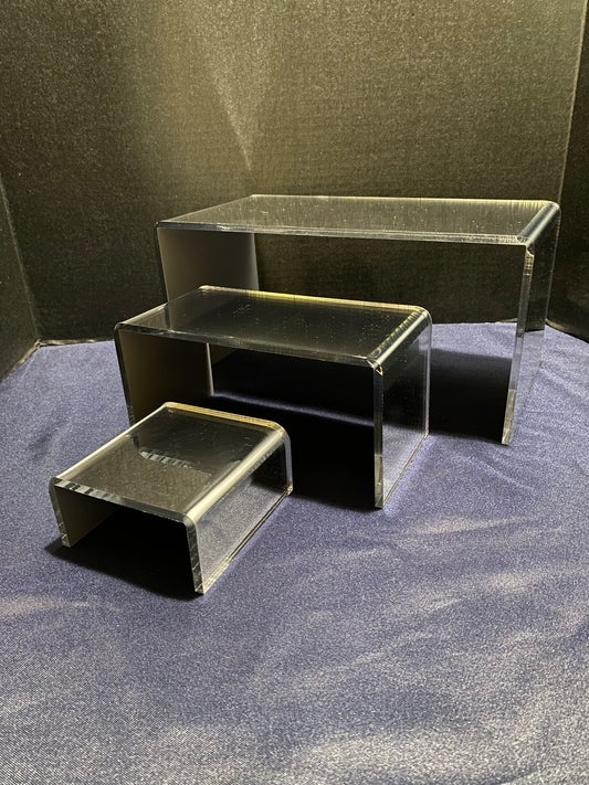 Mirrored Acrylic Rectangular Riser Set of 3 - 2", 4", 6" in 1/4" Thickness