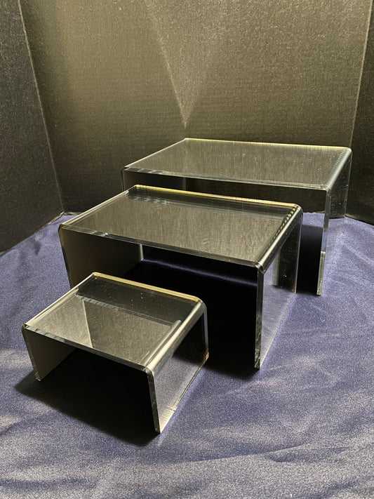 Mirrored Acrylic Rectangular Riser Set of 3 - 3", 5" 7" in 1/4" Thickness