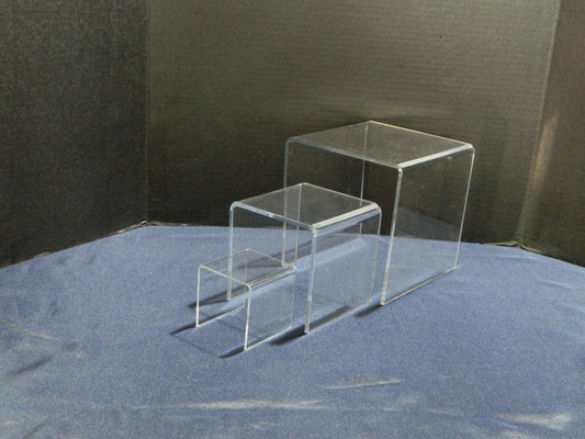 Set of 3 Clear Acrylic Risers 3", 5", 7", Thickness 1/8"